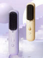 Purple portable heated hair straightening comb by Trendsi, with adjustable temperature and ergonomic design for easy styling.