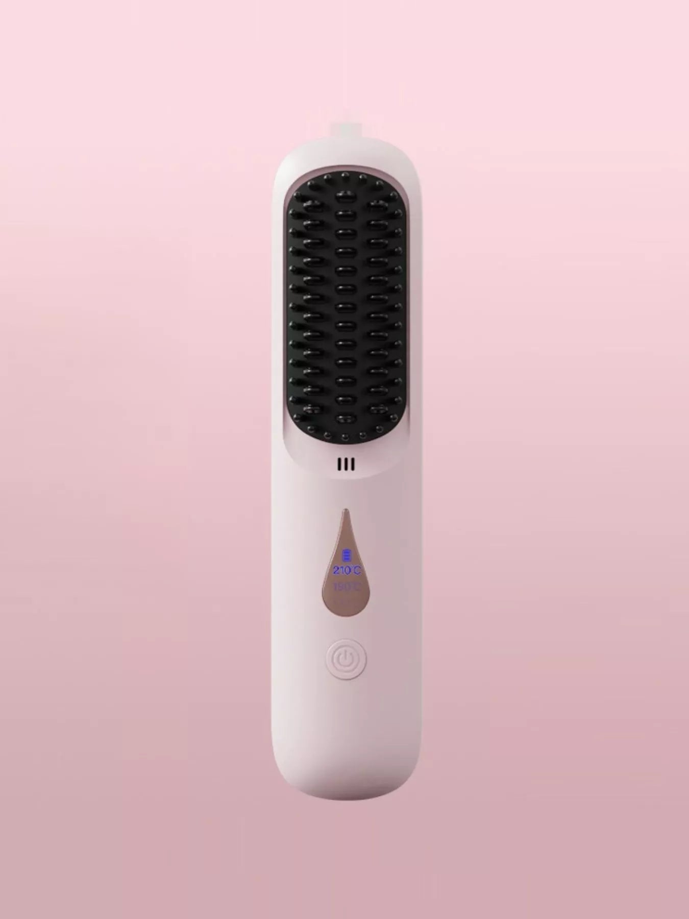 Purple portable heated hair straightening comb by Trendsi, compact design with heated ceramic plates for easy styling.