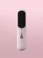 Purple portable heated hair straightening comb by Trendsi, compact design with heated ceramic plates for easy styling.