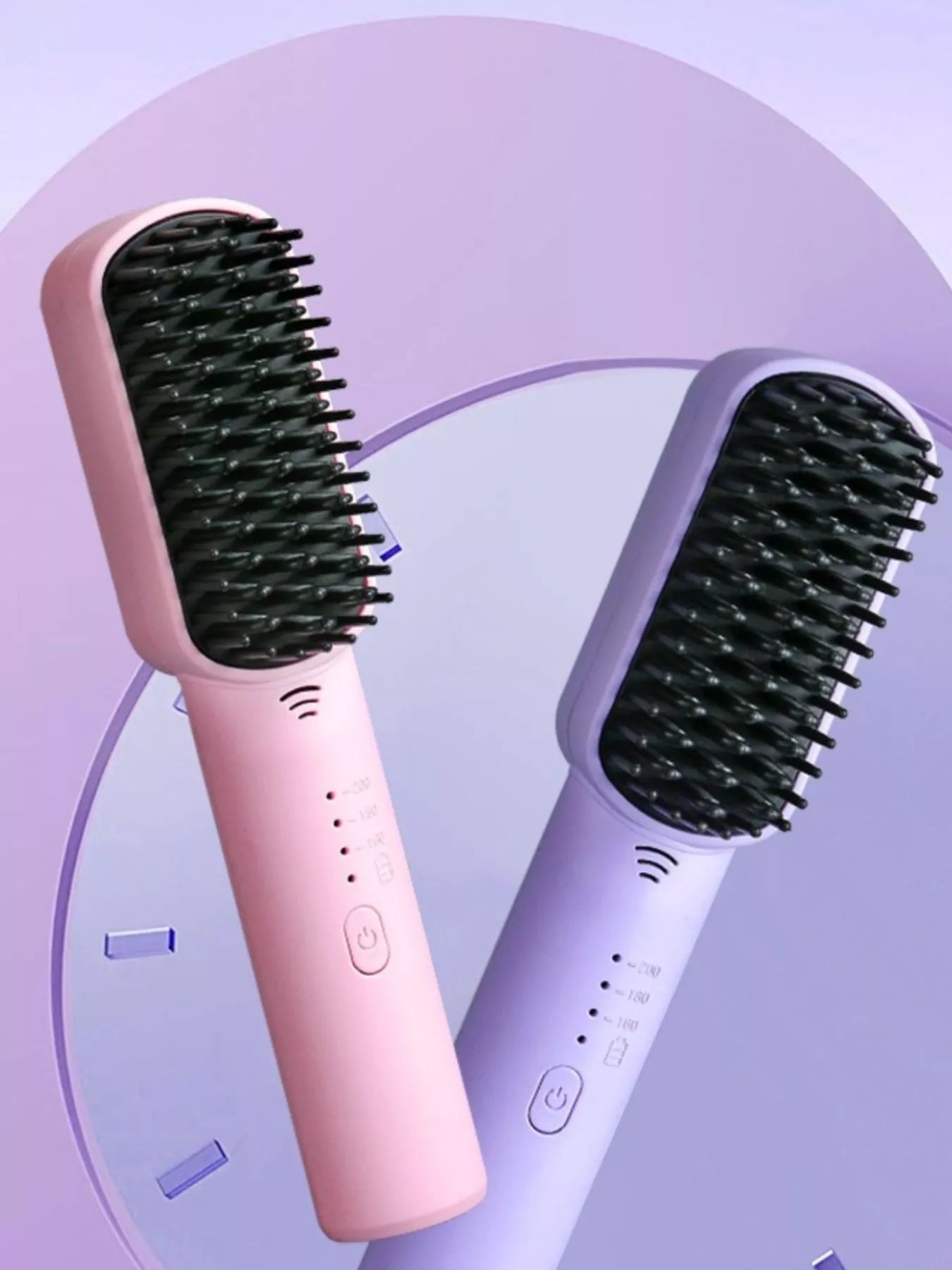 Purple portable heated hair straightening comb by Trendsi with one-size design, ideal for quick styling on the go.