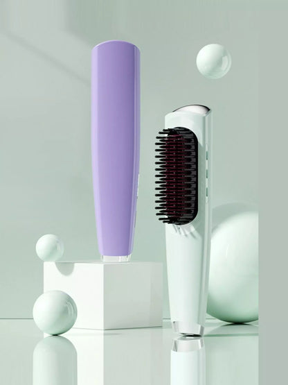 Purple portable heated straightening comb by Trendsi with a sleek design, ideal for quick hair styling and straightening.