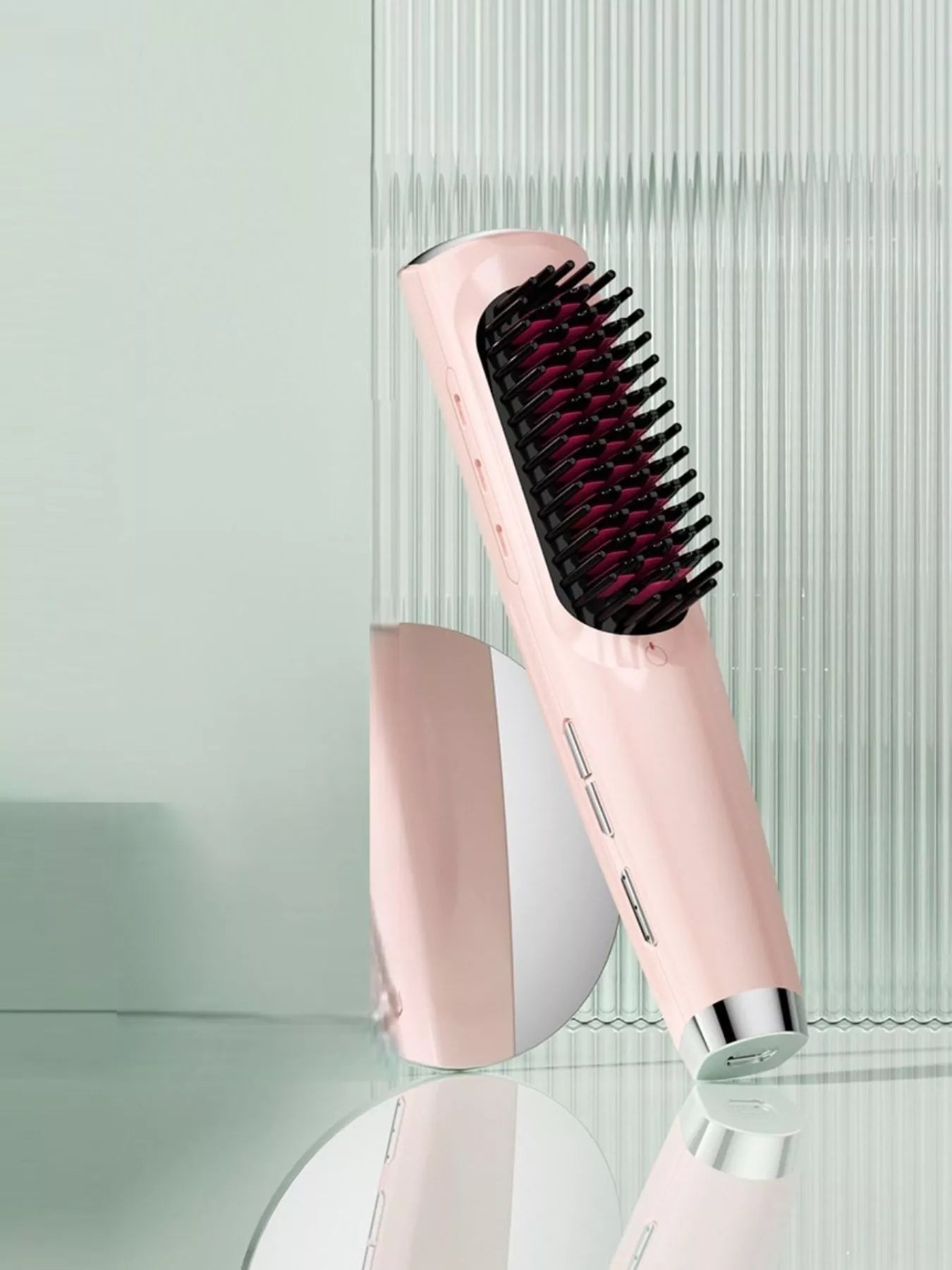 Purple portable heated straightening comb by Trendsi, compact design for easy hair styling and straightening.