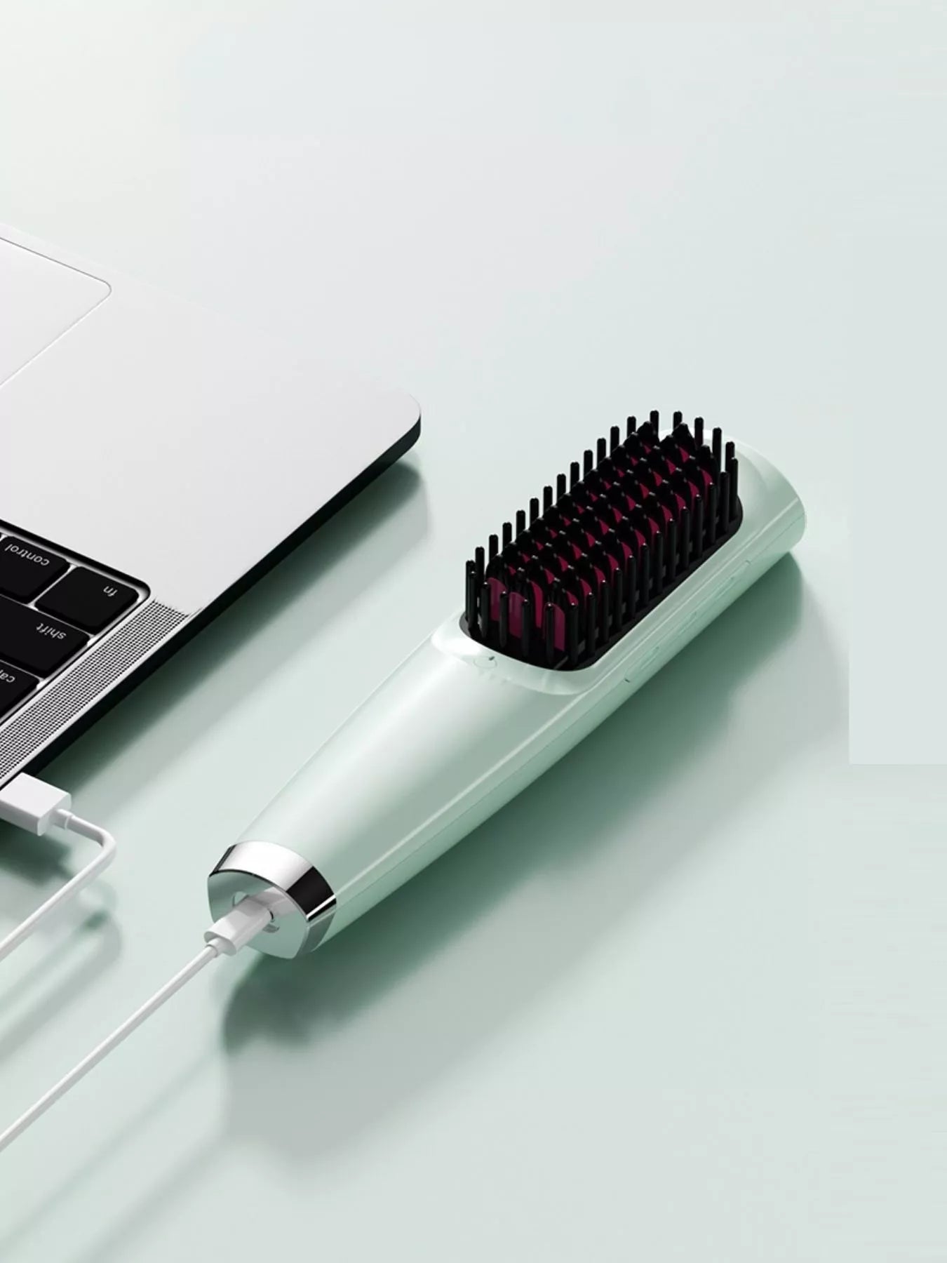 Purple portable heated straightening comb by Trendsi, designed for easy hair styling and quick heat-up.