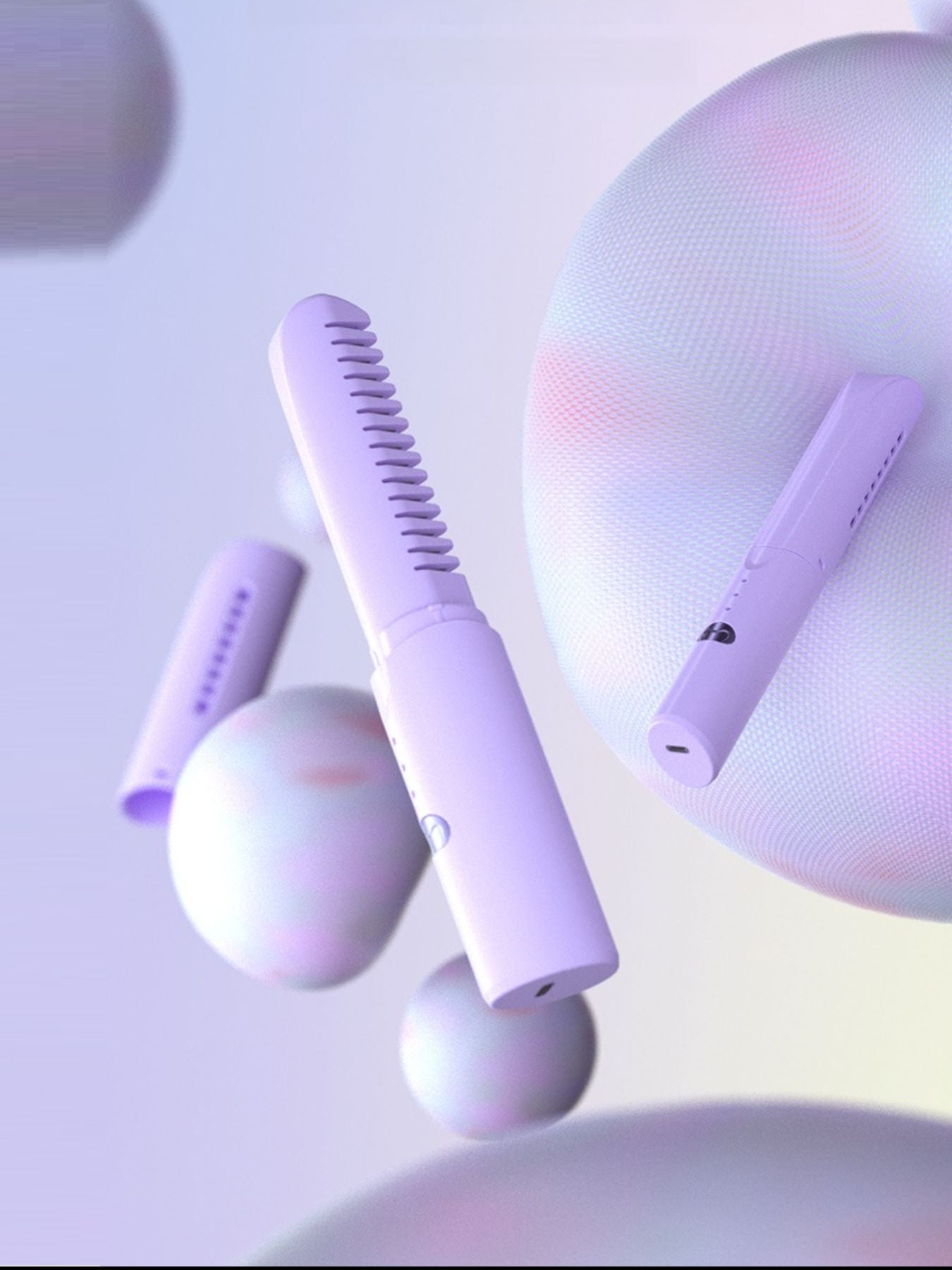 Purple portable heated straightening comb by Trendsi, with sleek design and adjustable temperature for easy hair styling.