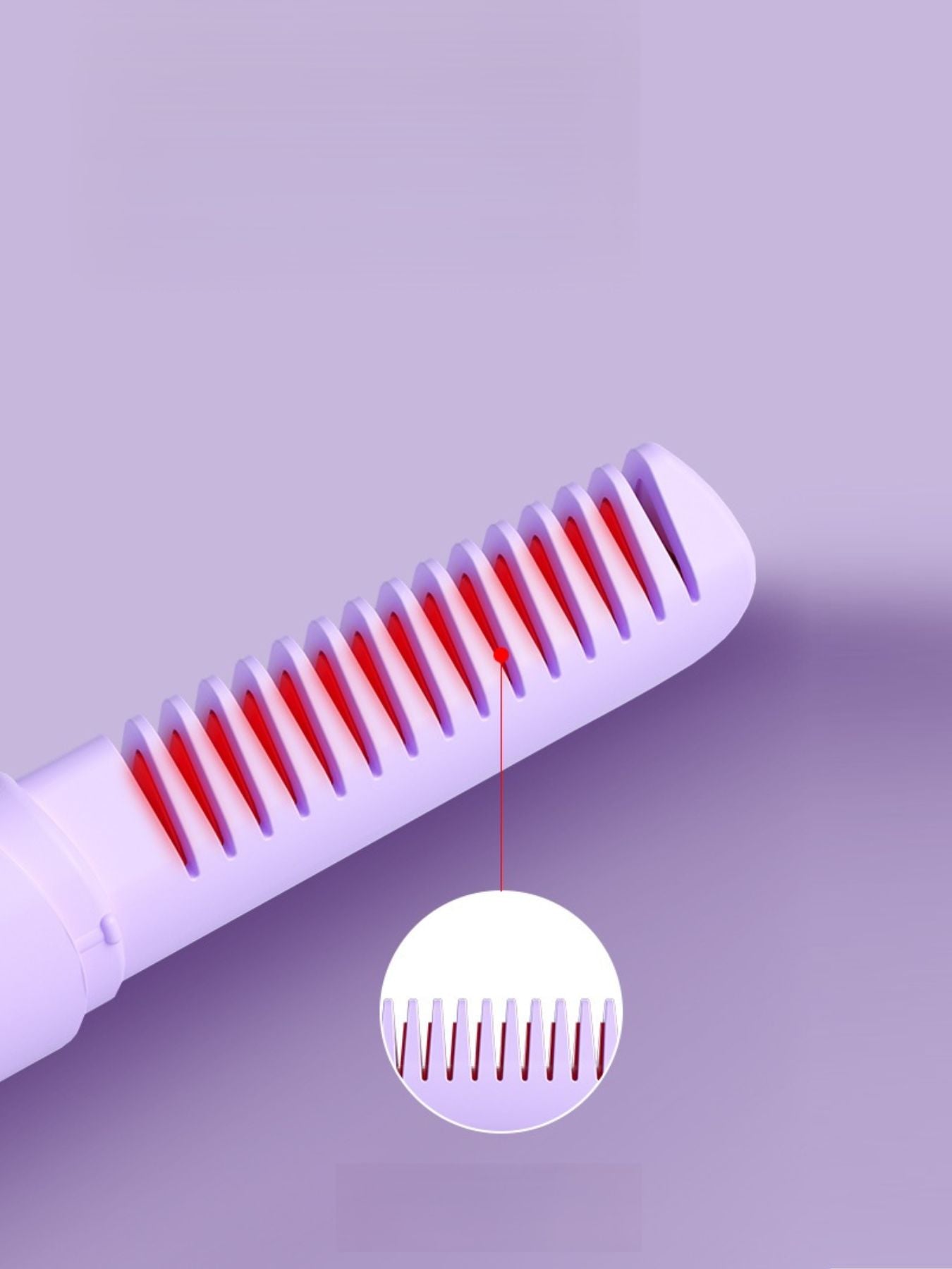 Purple portable heated straightening comb by Trendsi, compact design for easy styling and hair straightening.