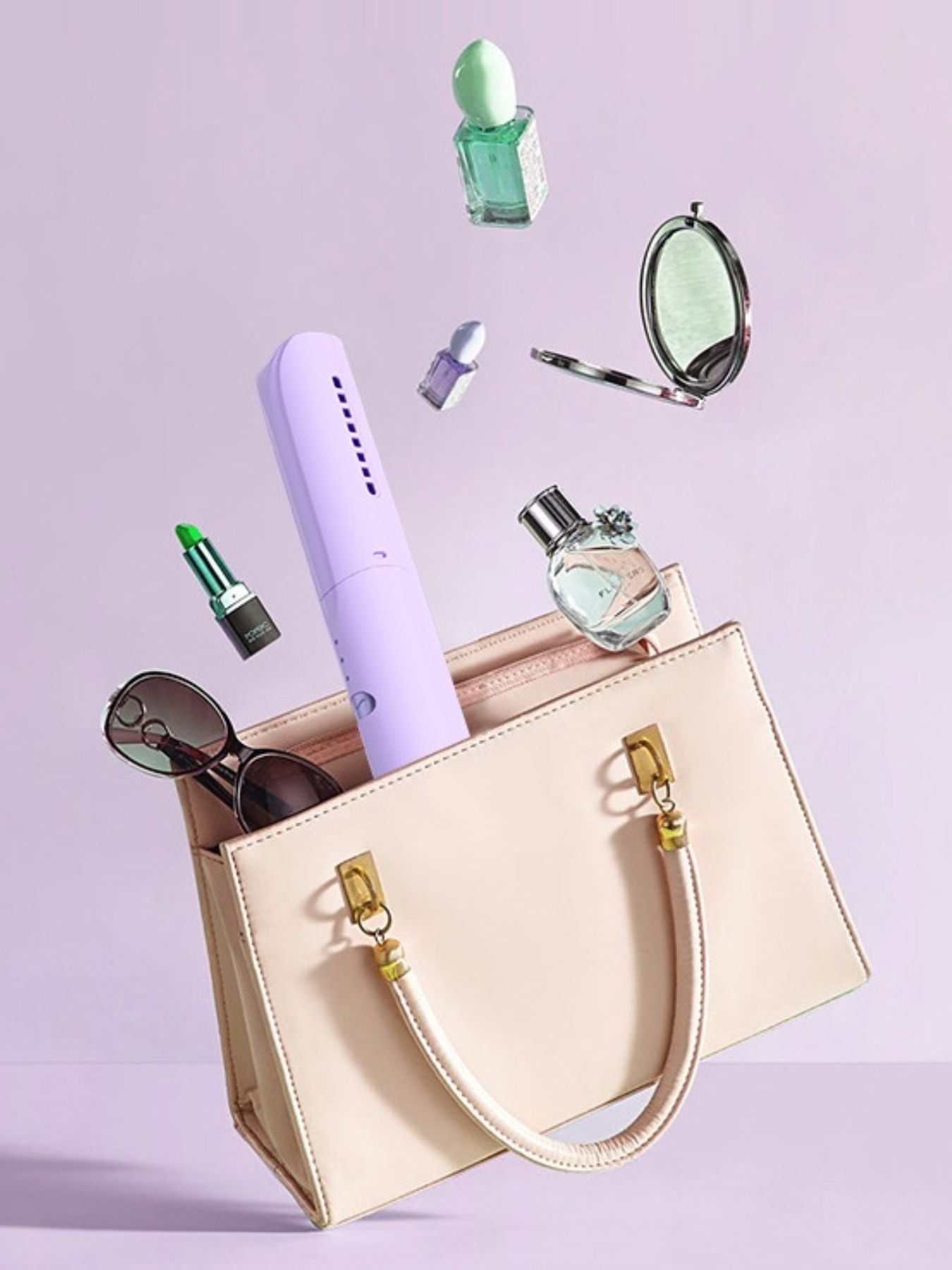 Purple portable heated straightening comb by Trendsi, designed for quick, easy hair styling and straightening on the go.