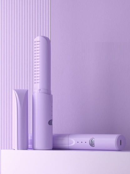 Purple portable heated straightening comb from Trendsi, designed for easy styling and hair straightening on the go.