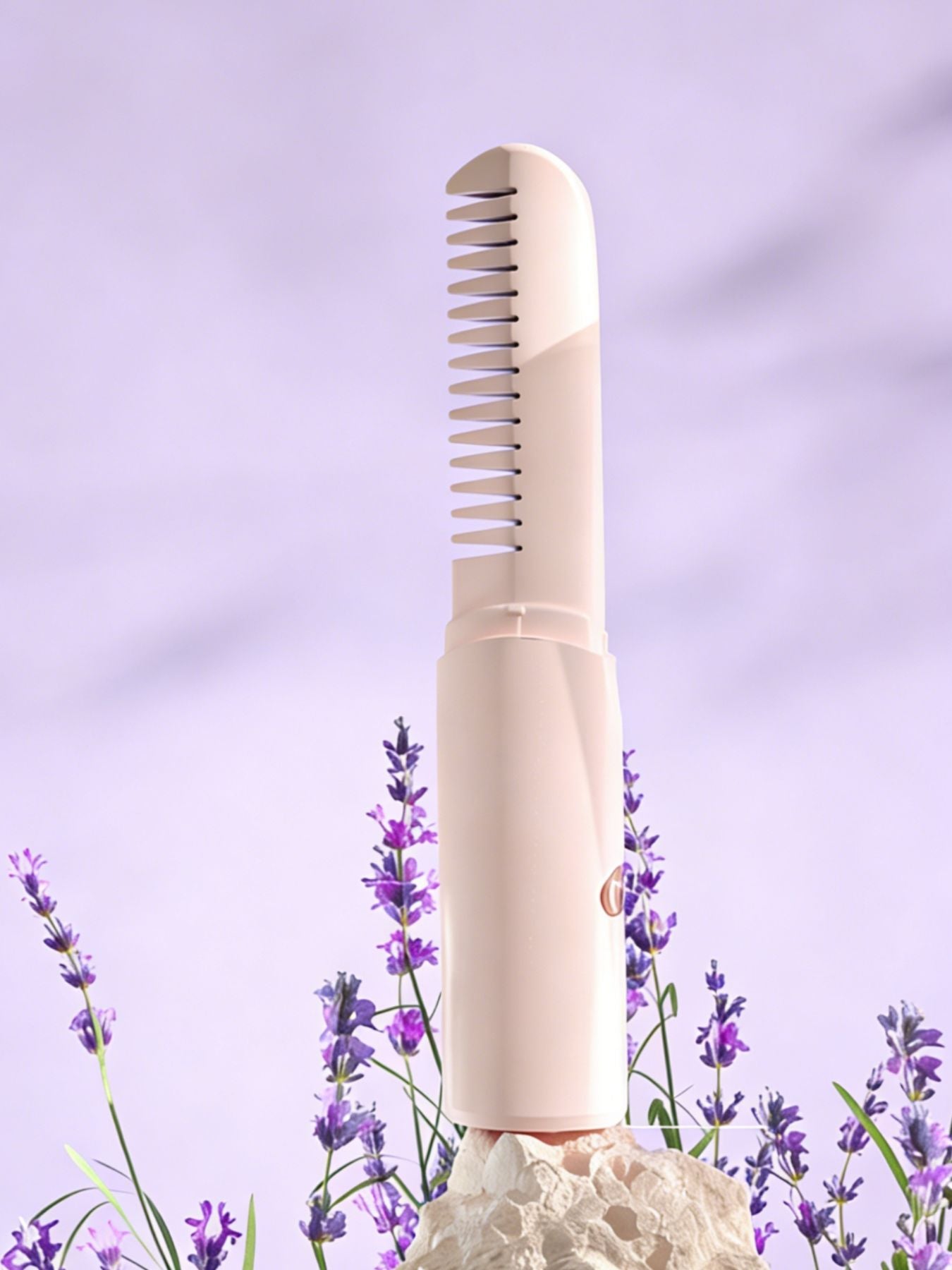 Purple Trendsi portable heated straightening comb with ergonomic handle, designed for easy hair styling on the go.