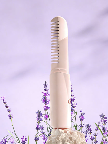 Purple Trendsi portable heated straightening comb with ergonomic handle, designed for easy hair styling on the go.