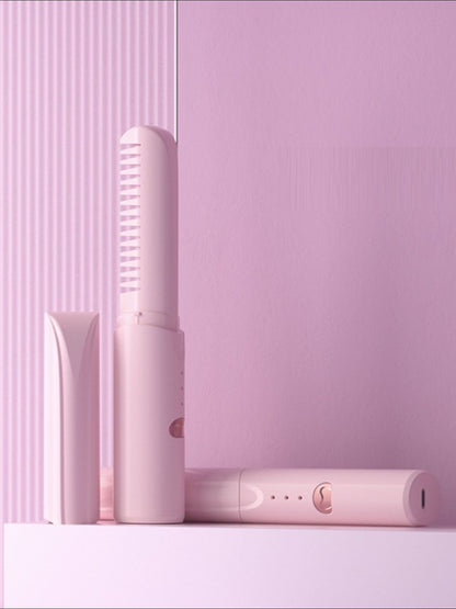 Purple portable heated straightening comb by Trendsi, compact design for easy hair styling and straightening.