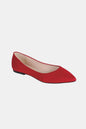 Red Forever Link pointy toe slip-on flat loafers by Trendsi, showcasing sleek design and comfortable flat sole.