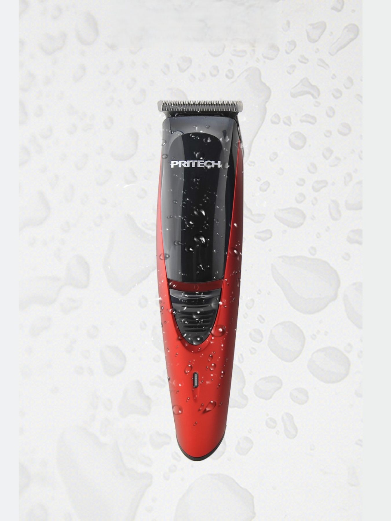 Red cordless rechargeable hair clipper by Trendsi with a sleek design, ideal for easy home haircutting.