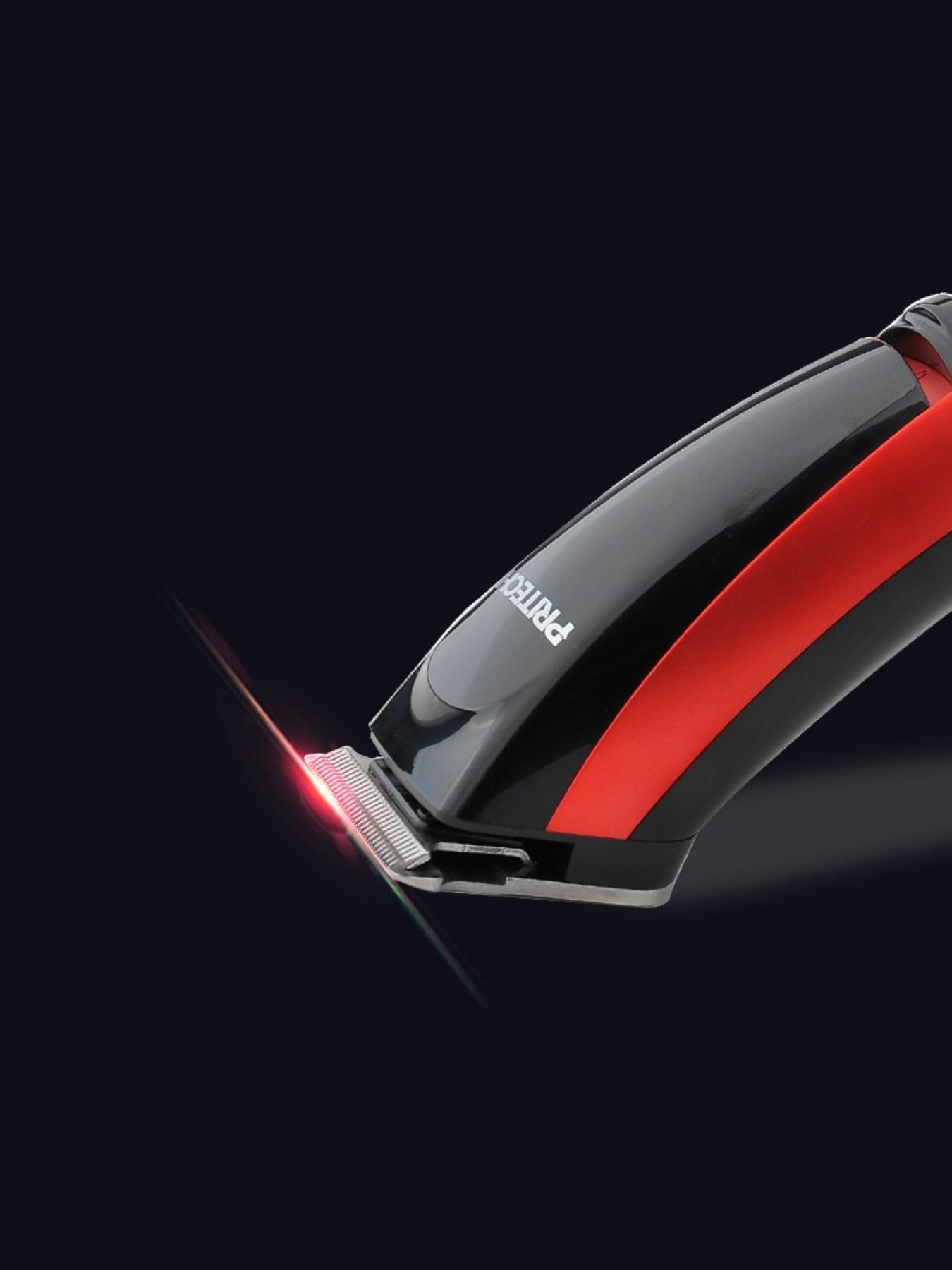 Red cordless rechargeable hair clipper by Trendsi with sleek design and adjustable blades for easy hair trimming.