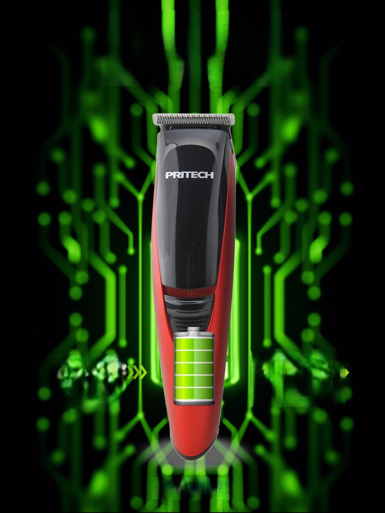 Red cordless rechargeable hair clipper by Trendsi with ergonomic design and adjustable blades for precise hair cutting.