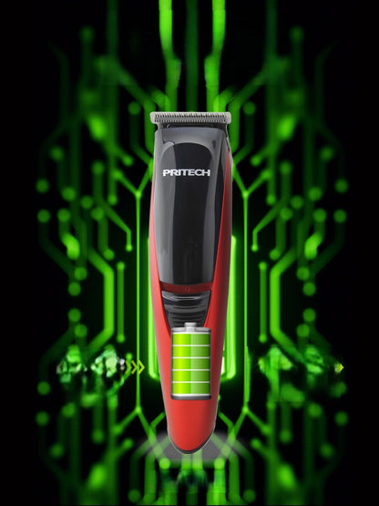Red cordless rechargeable hair clipper by Trendsi with ergonomic design and adjustable blades for precise hair cutting.