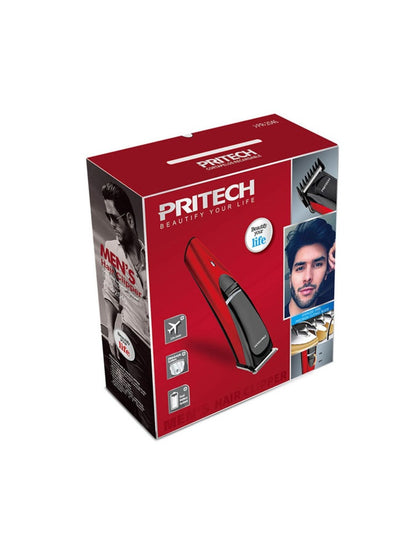 Red cordless rechargeable hair clipper by Trendsi with ergonomic design and adjustable blades for precise hair cutting.