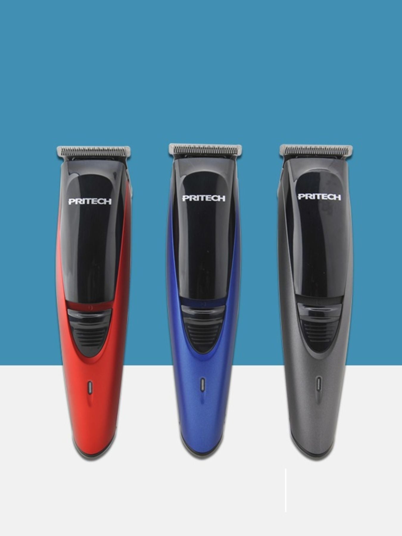 Red cordless rechargeable hair clipper by Trendsi with a sleek design and adjustable blades for easy hair cutting.