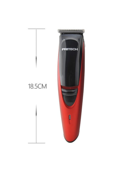 Red Trendsi cordless rechargeable hair clipper with ergonomic design, featuring adjustable blades for precise cutting.