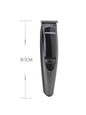 Red cordless rechargeable hair clipper from Trendsi, shown with adjustable blades and ergonomic design.