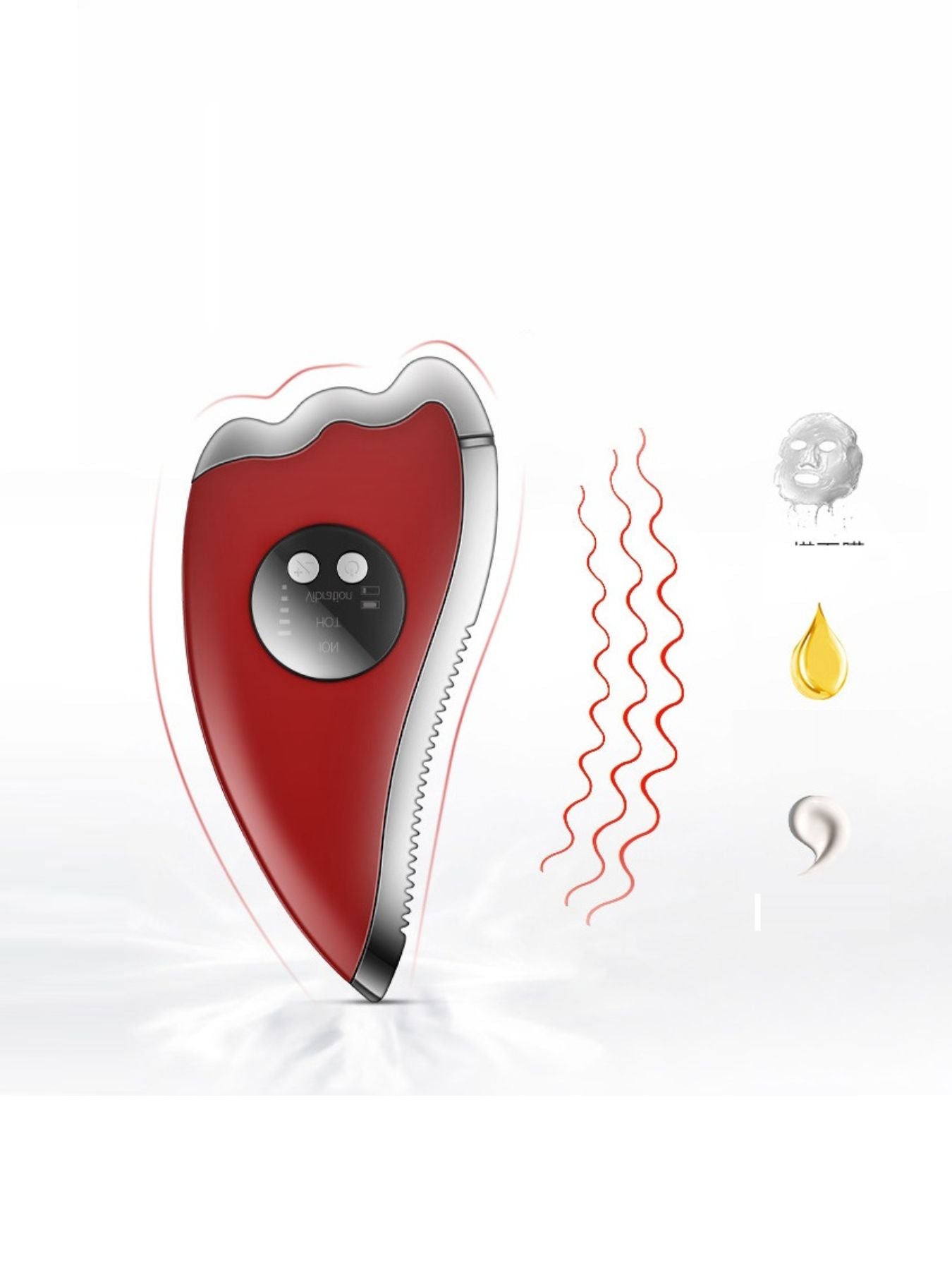 Red Trendsi vibration facial beauty device with one-size design, used for skincare and facial massage.