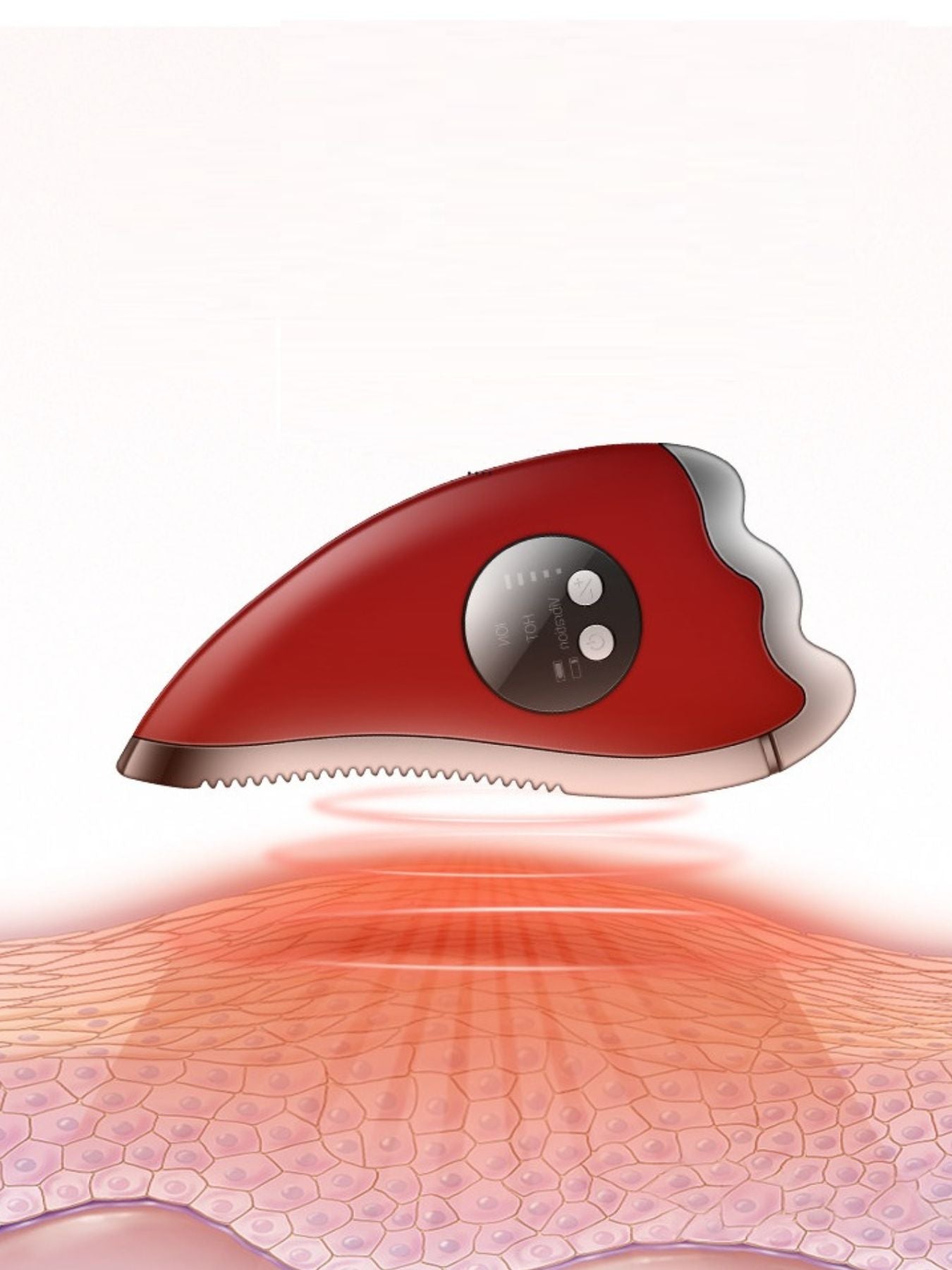 Red Trendsi vibration facial beauty device with sleek design, used for skincare and facial massage.