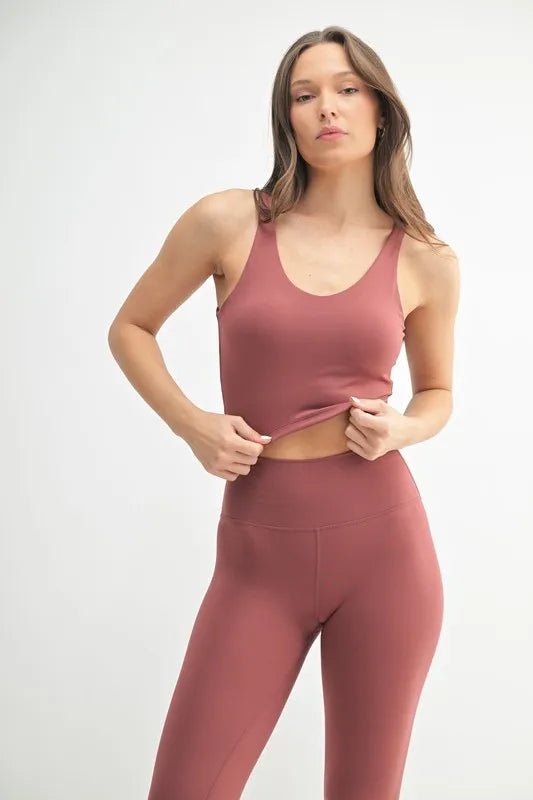 Red Mono B Venice Cloud Light U-back Active Tank top, front view showing the sleeveless design and U-back detail.