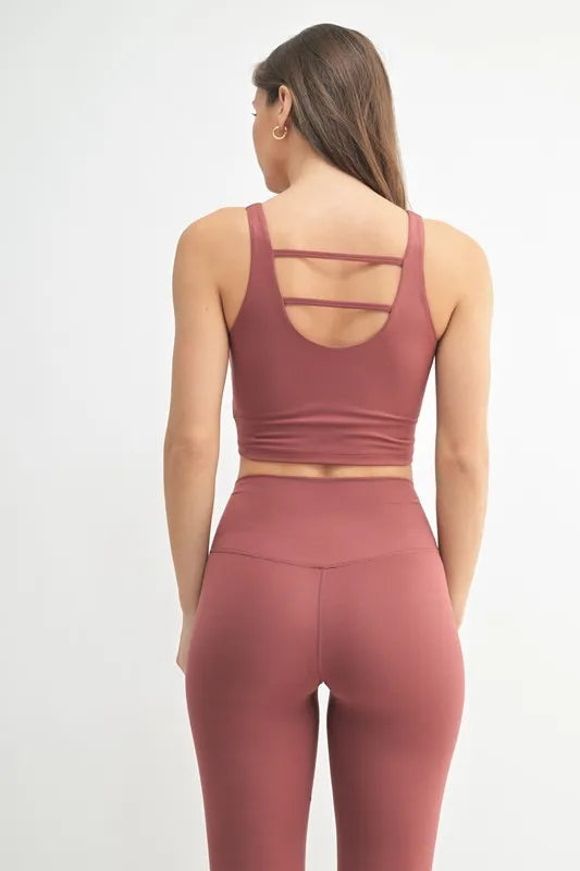 Red MONO B Venice Cloud Light U-Back Active Tank top, styled with a sleek U-back design, perfect for active wear.