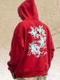 Men's red long sleeve hoodie with graphic back design by Trendsi, casual style, comfortable fit, perfect for everyday wear.