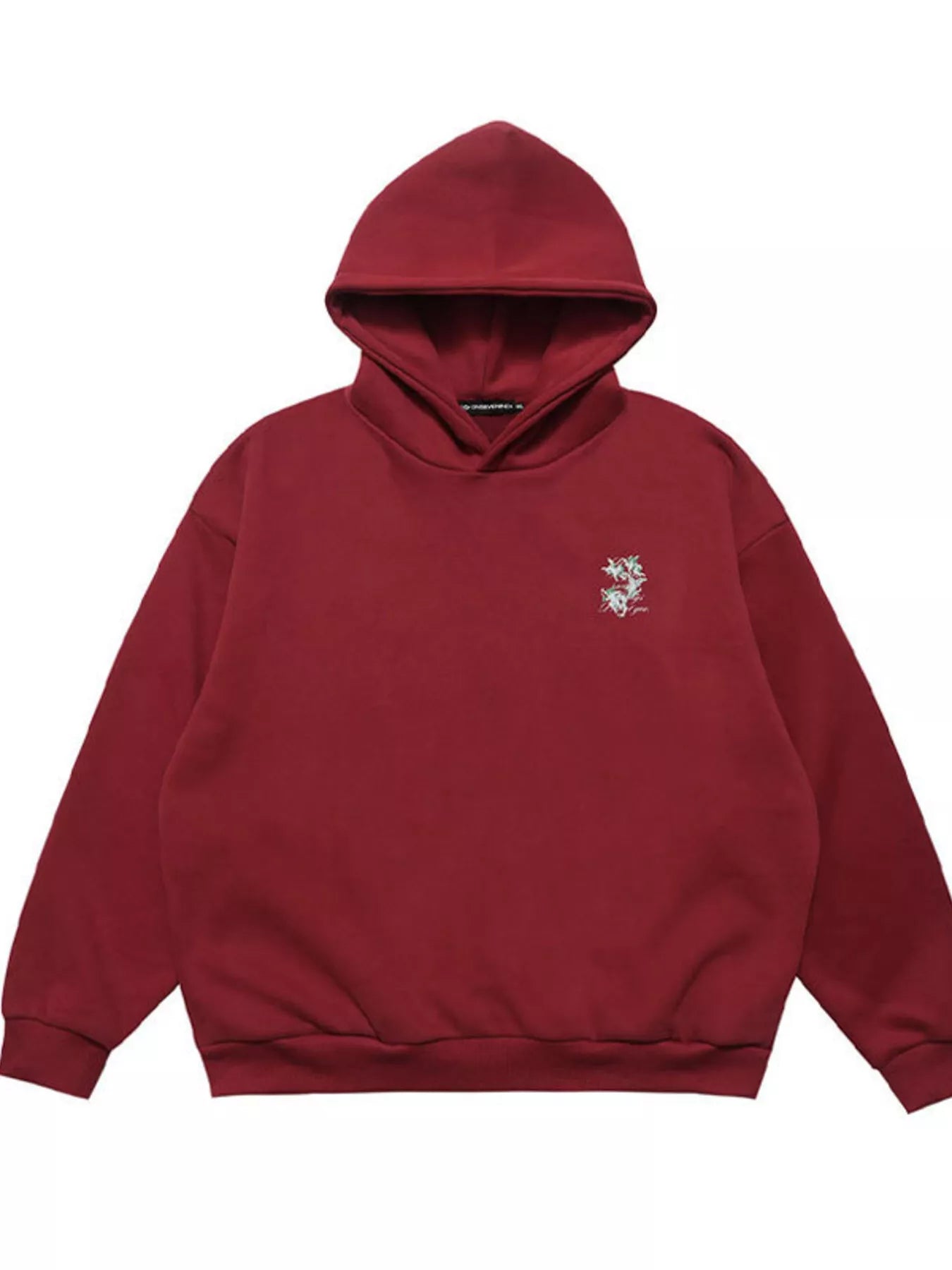 Men's red long sleeve hoodie with graphic back design by Trendsi, casual style, comfortable fit, suitable for everyday wear.