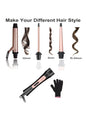 Rose gold adjustable temperature curling iron by Trendsi with European plug for versatile hair styling.