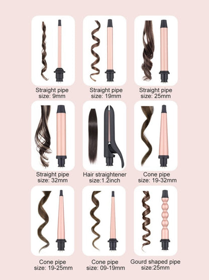 Rose gold adjustable temperature curling iron by Trendsi with European plug and sleek design for versatile styling.