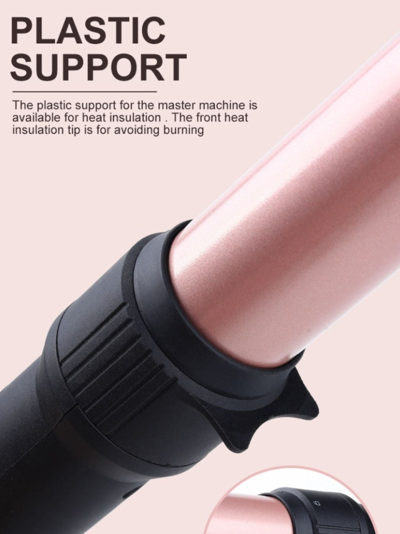 Rose gold adjustable temperature curling iron from Trendsi with European plug and sleek design for versatile styling.