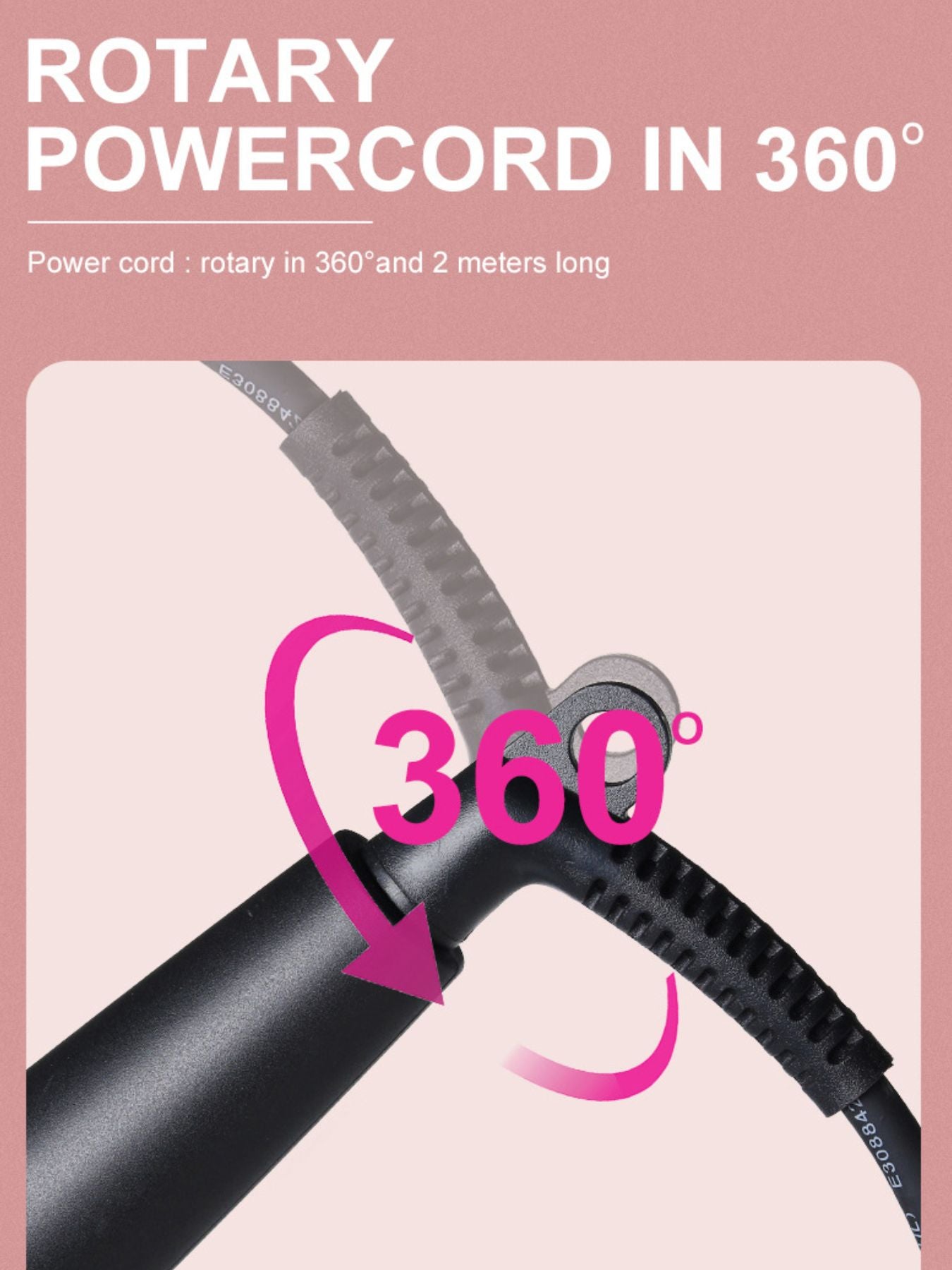 Rose gold adjustable temperature curling iron by Trendsi with European plug and ergonomic handle.