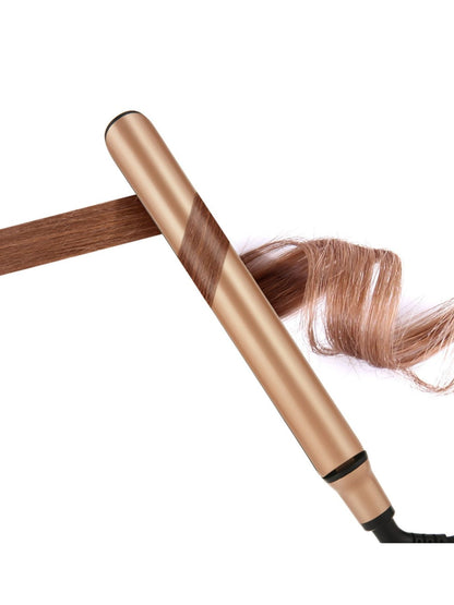 Trendsi rose gold fast heating hair straightener with European plug, sleek and compact for smooth, styled hair.