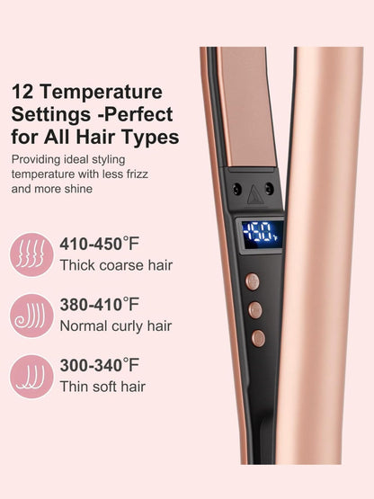 Rose gold Trendsi fast heating hair straightener with European plug for sleek, straight hair styling.