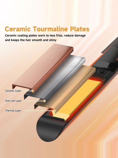 Trendsi rose gold fast heating hair straightener with European plug, sleek design for smooth, straight hair styling.