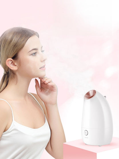 Rose gold facial steamer deep cleansing beauty device by Trendsi, showing the compact, handheld design for skincare.