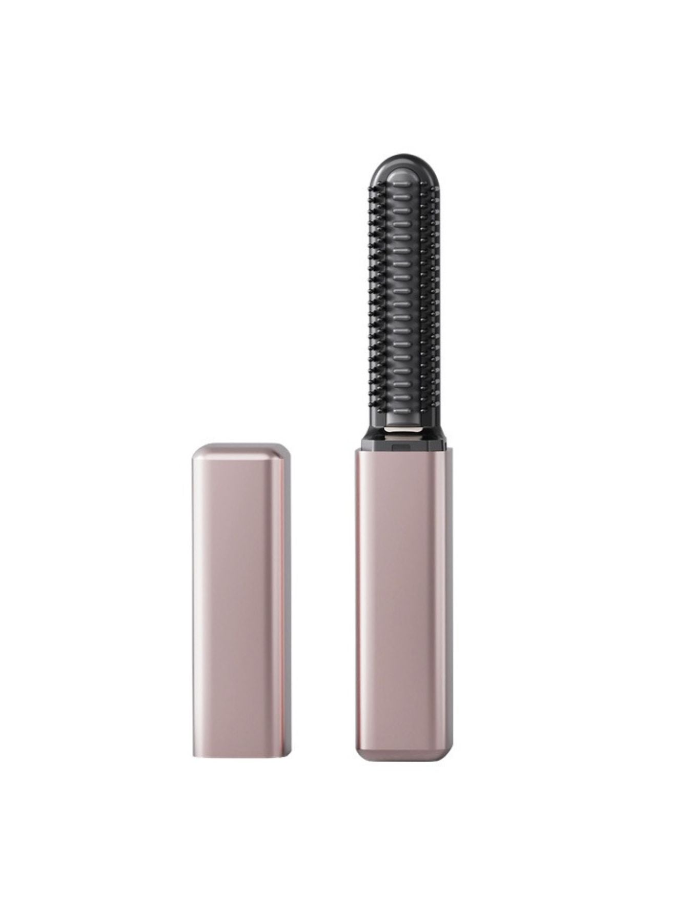 Rose gold portable straightening comb by Trendsi, compact hair styling tool with heated teeth for smooth, straight hair.