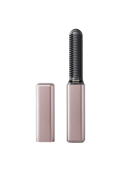 Rose gold portable straightening comb by Trendsi, compact hair styling tool with heated teeth for smooth, straight hair.