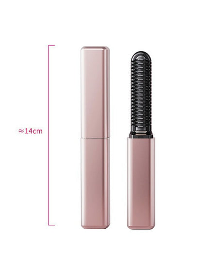 Rose gold portable straightening comb by Trendsi, compact hair straightening tool with ceramic plates for sleek, straight hair.