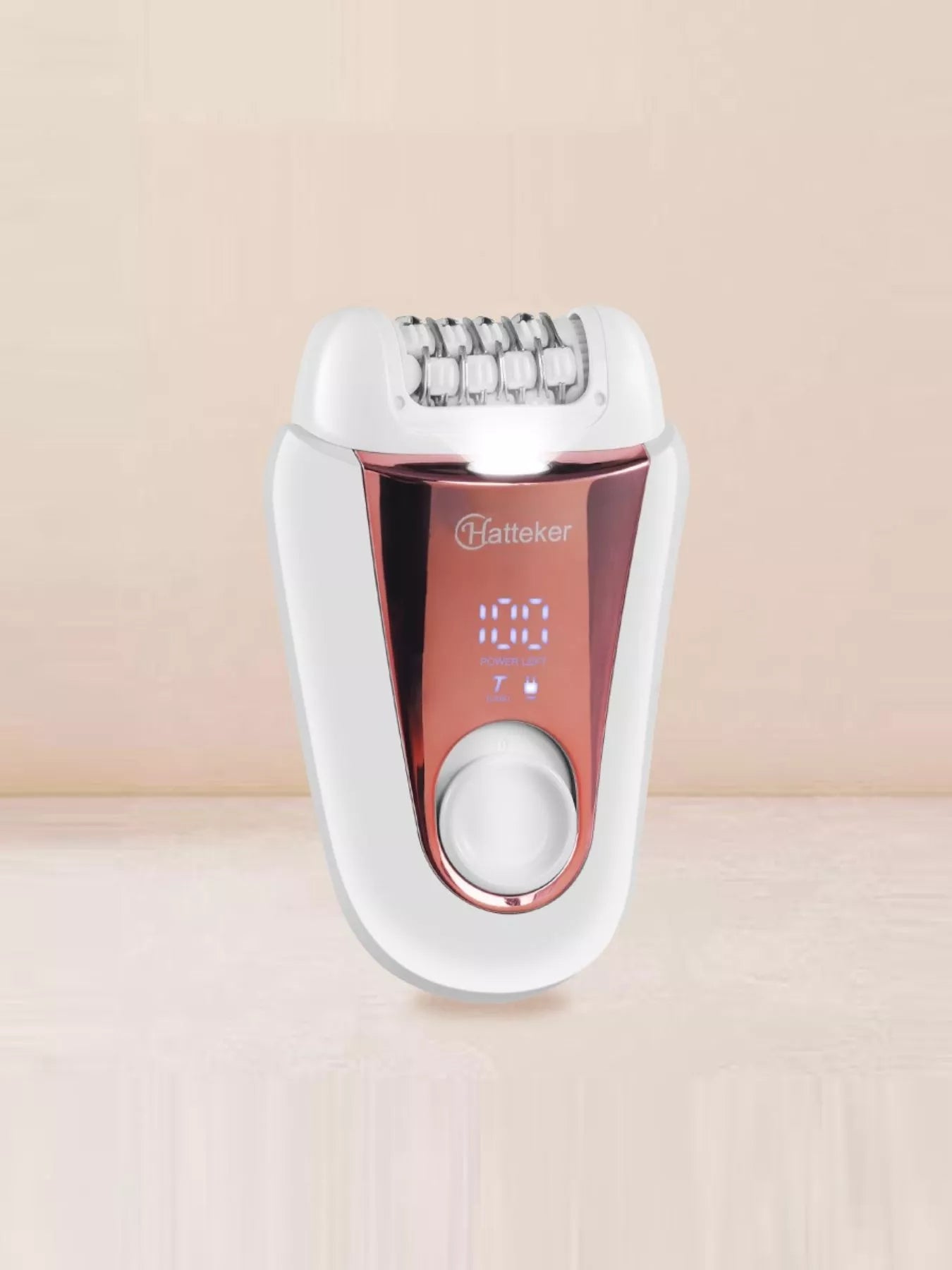 Rose gold rechargeable hair removal epilator by Trendsi with sleek design and multiple attachments for smooth, effective hair removal.