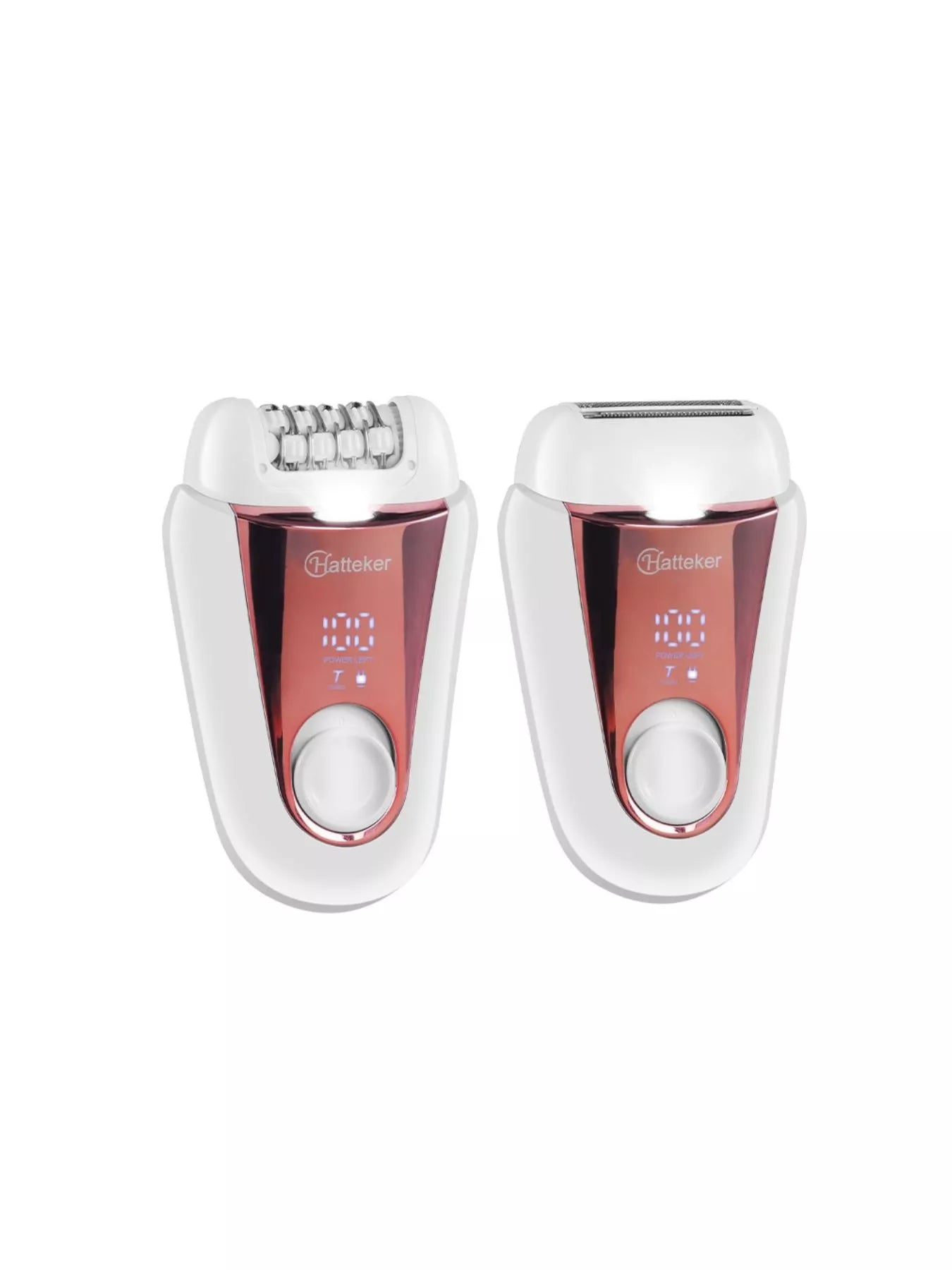 Rose gold rechargeable hair removal epilator by Trendsi with multiple attachments for smooth, effective hair removal.