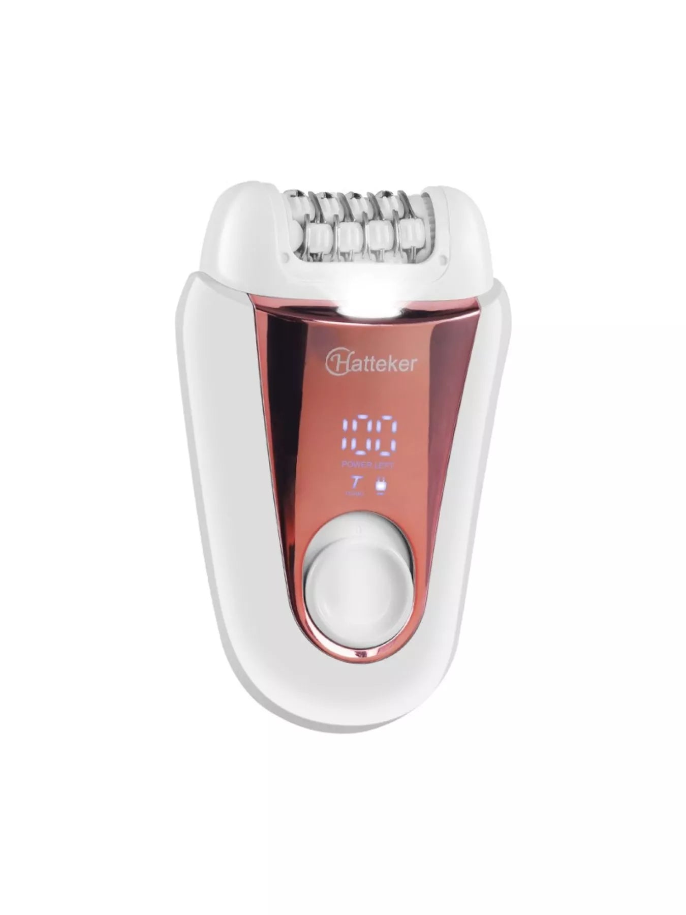 Rose gold rechargeable hair removal epilator by Trendsi with multiple attachment heads for efficient hair removal.