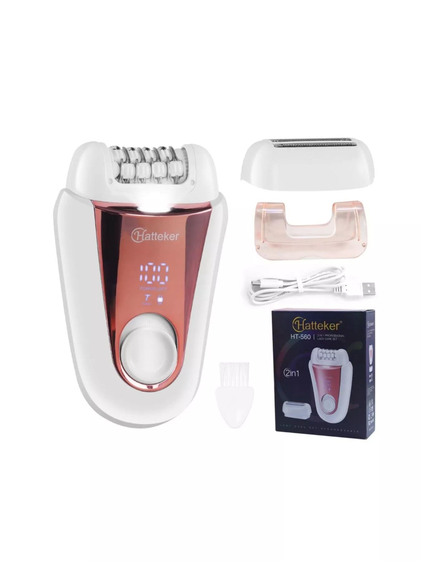 Rose gold rechargeable hair removal epilator by Trendsi with a sleek design for efficient hair removal at home.