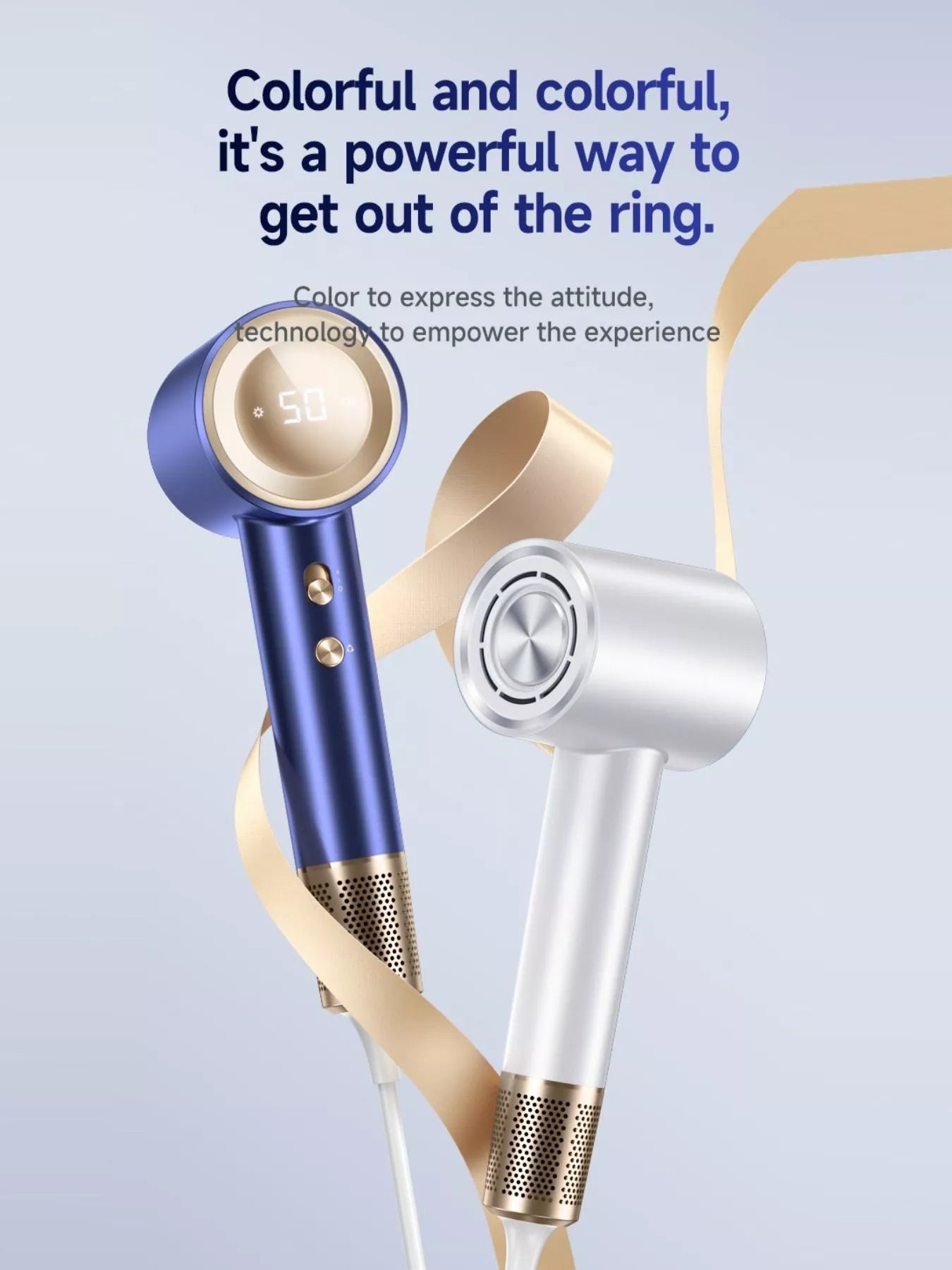 Royal blue Trendsi high-speed hair dryer with constant temperature and European plug for fast, safe hair drying.