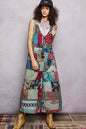 Trendsi sleeveless patchwork wide-leg jumpsuit in sage and multicolor fabric, featuring a relaxed fit and stylish design.