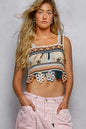 Salmon multi-colored POL cutout flower cropped crochet cami with dangle detail, stylish Trendsi women's top, casual and trendy fit