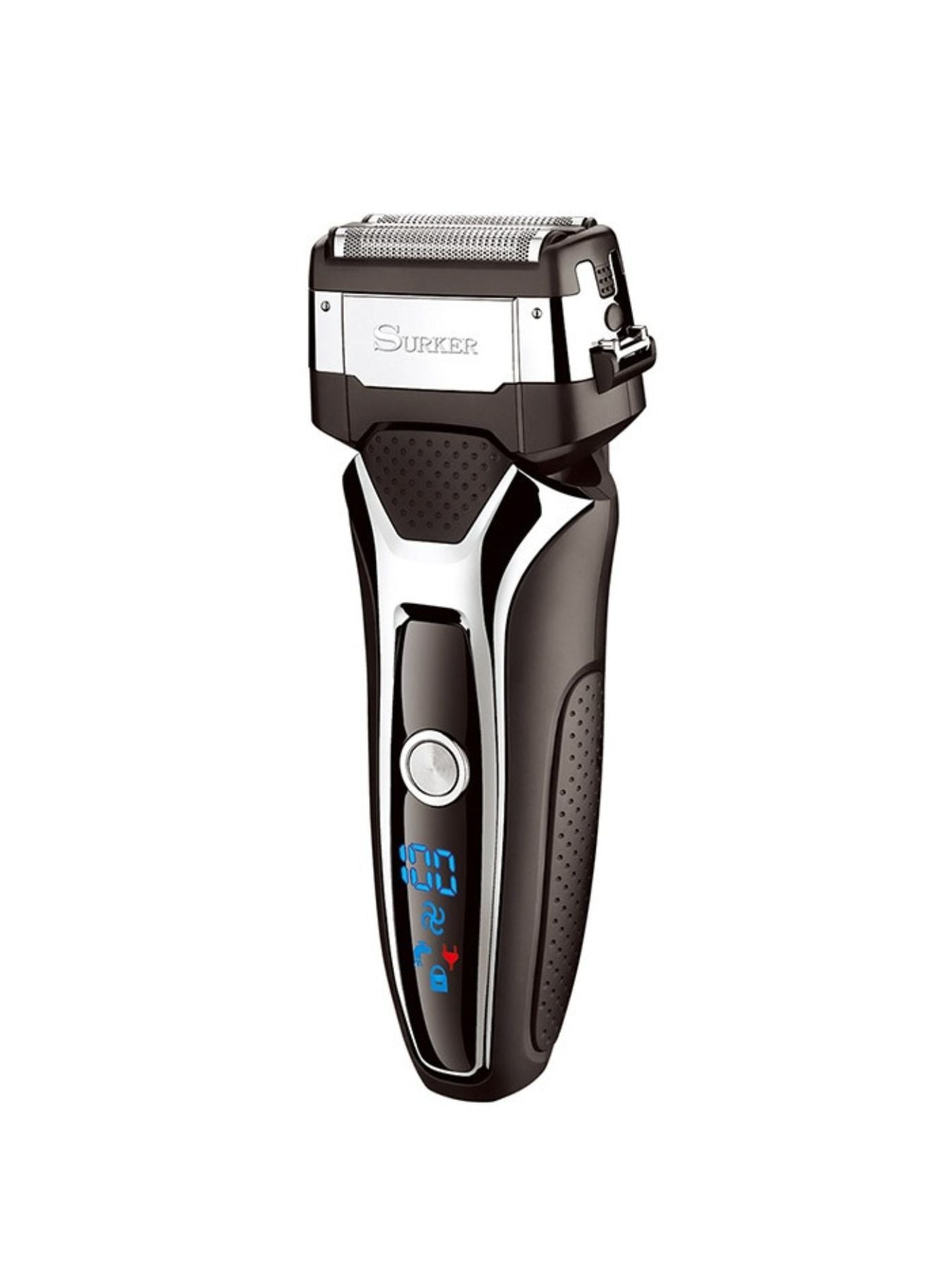 Trendsi rechargeable electric shaver in silver and black with European plug, compact and sleek for easy grooming.