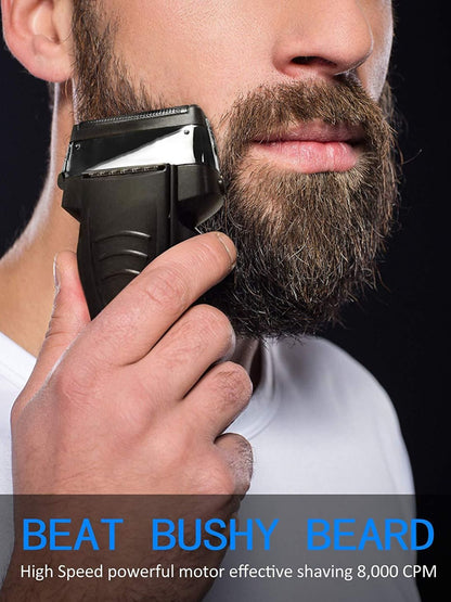 Trendsi rechargeable electric shaver in silver and black with European plug, showcasing a sleek handheld grooming device.