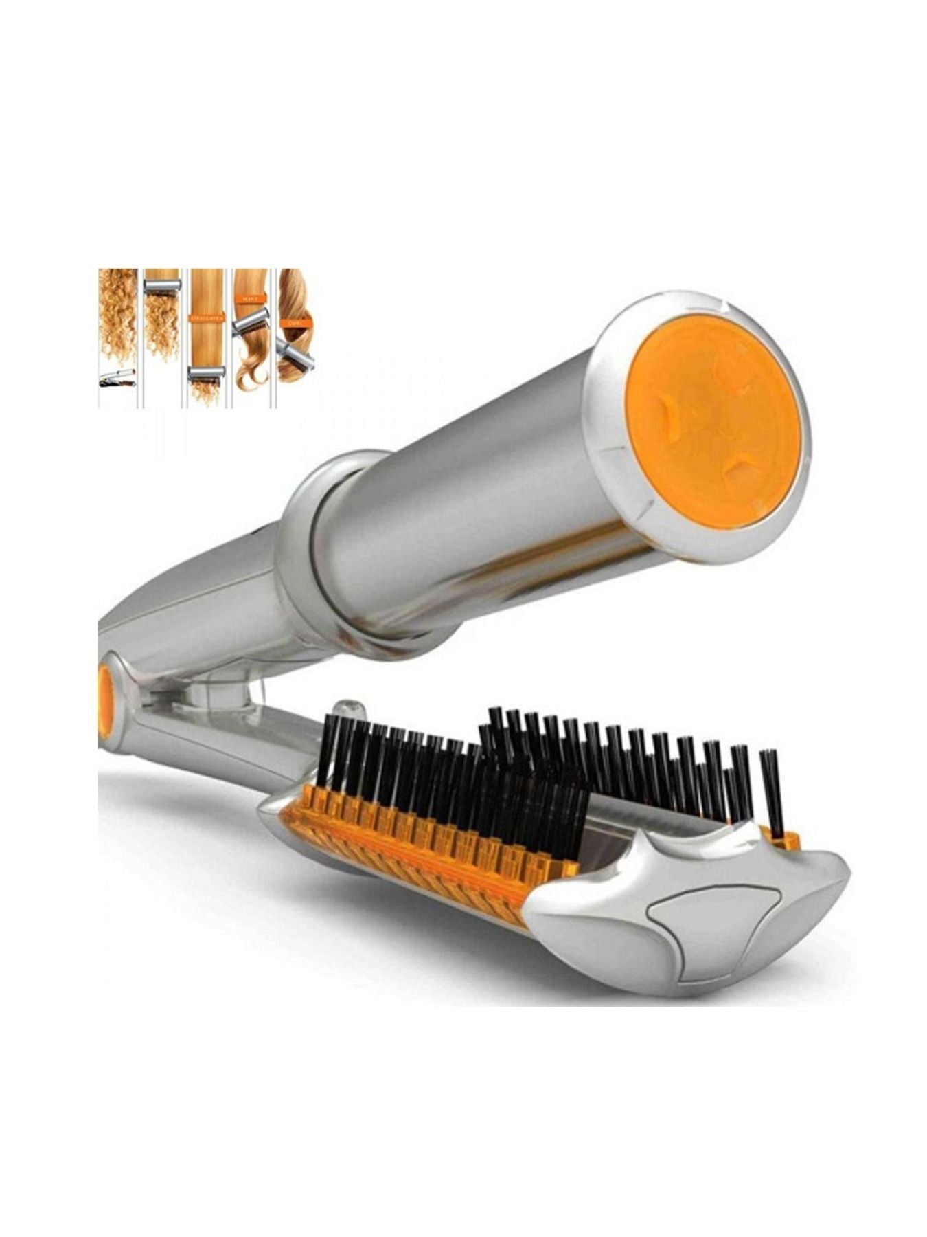 Silver automatic curling iron by Trendsi with European plug, showcasing its sleek design and curling barrel